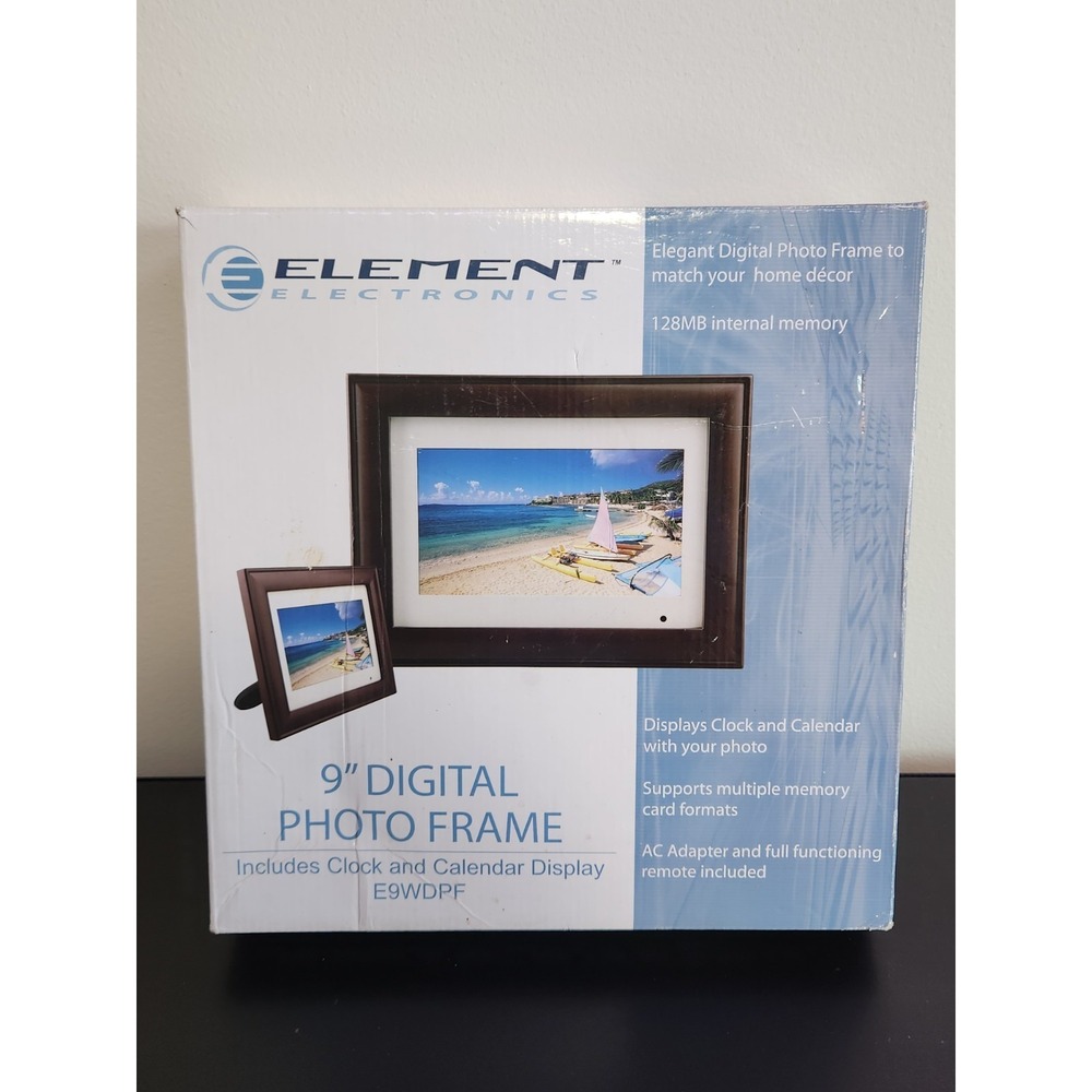 9" Digital Photo Frame With Clock & Calendar Display 128MB